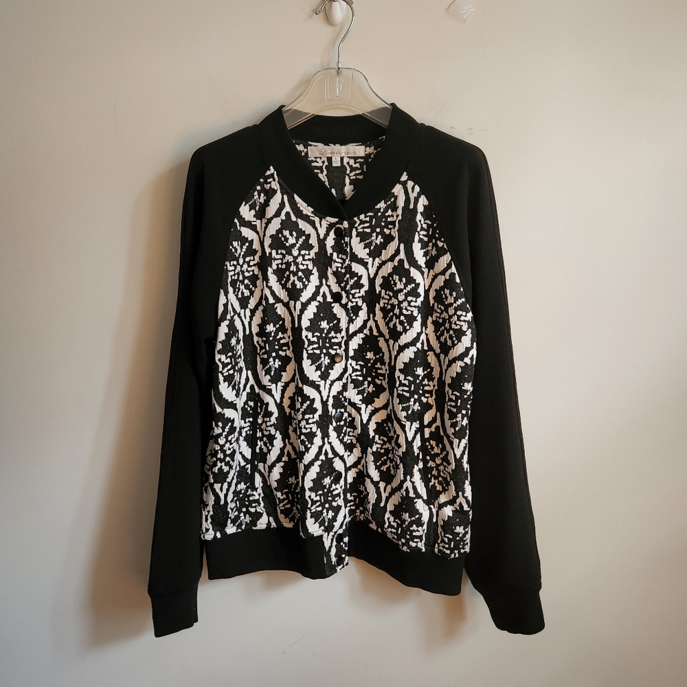 LOVERS + FRIENDS | jacquard bomber jacket black white sz L